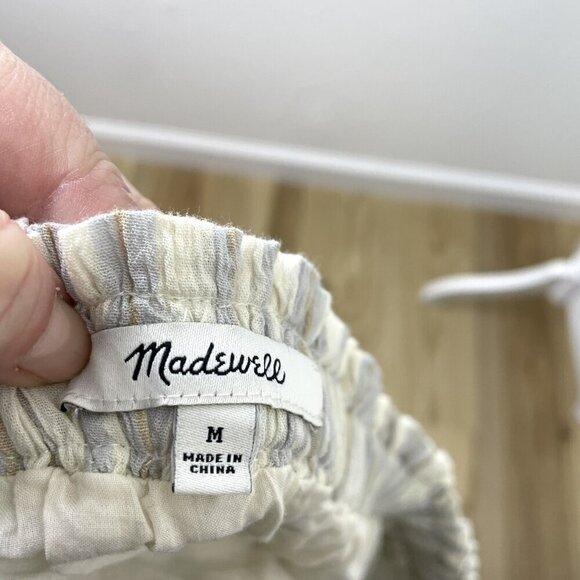 Madewell Pull-On High Smocked Waist Mini Skirt Preppy Stripe size Medium - Picture 6 of 6